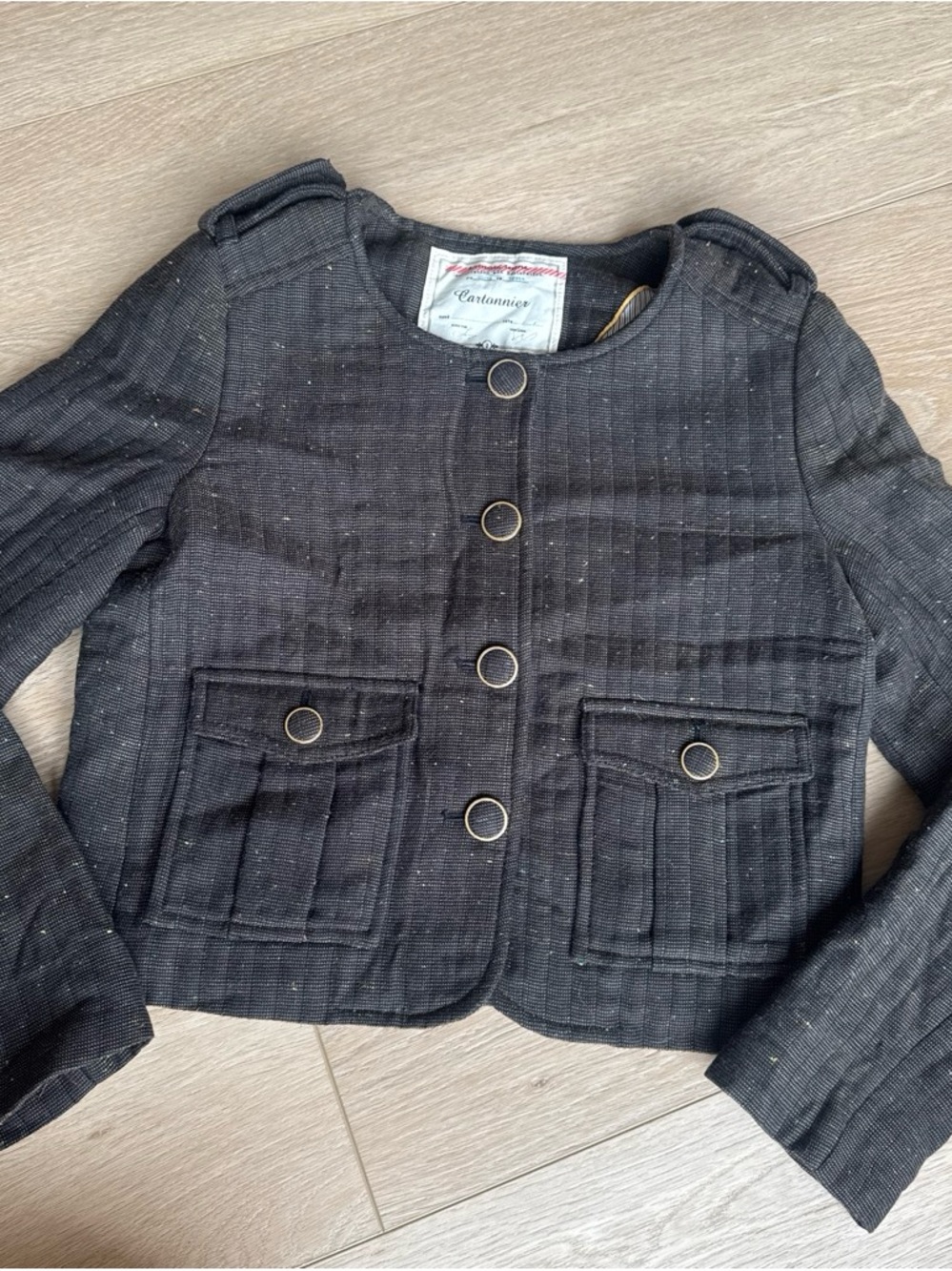 Cartonnier Black Quilted Button-Front Girls' Jacket